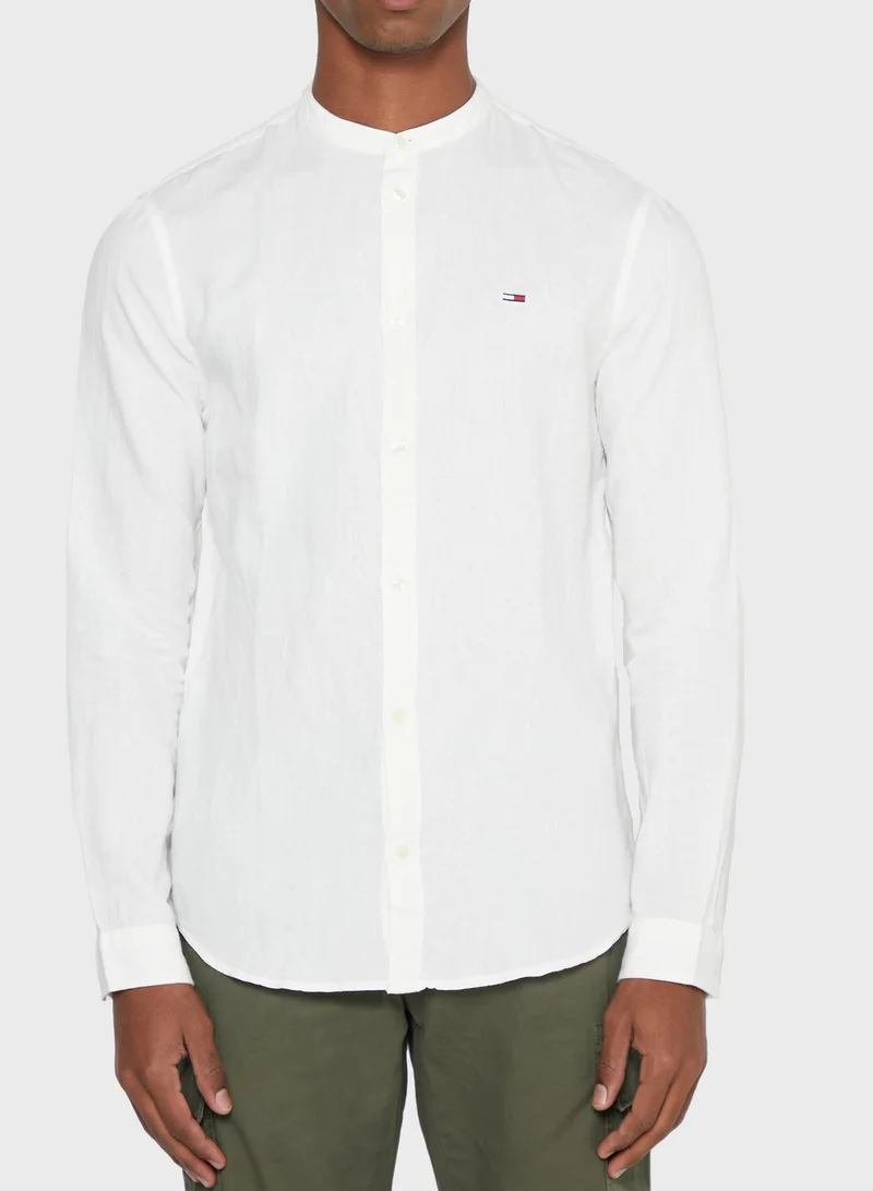 TOMMY JEANS Grandad Collar Slim Fit Shirt