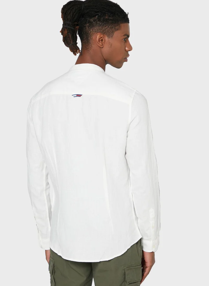 TOMMY JEANS Grandad Collar Slim Fit Shirt