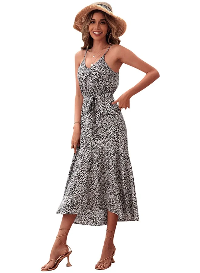 يونيكي Black Printed Midi Dress