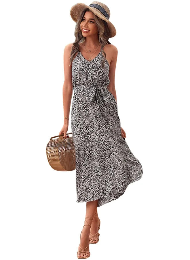 يونيكي Black Printed Midi Dress