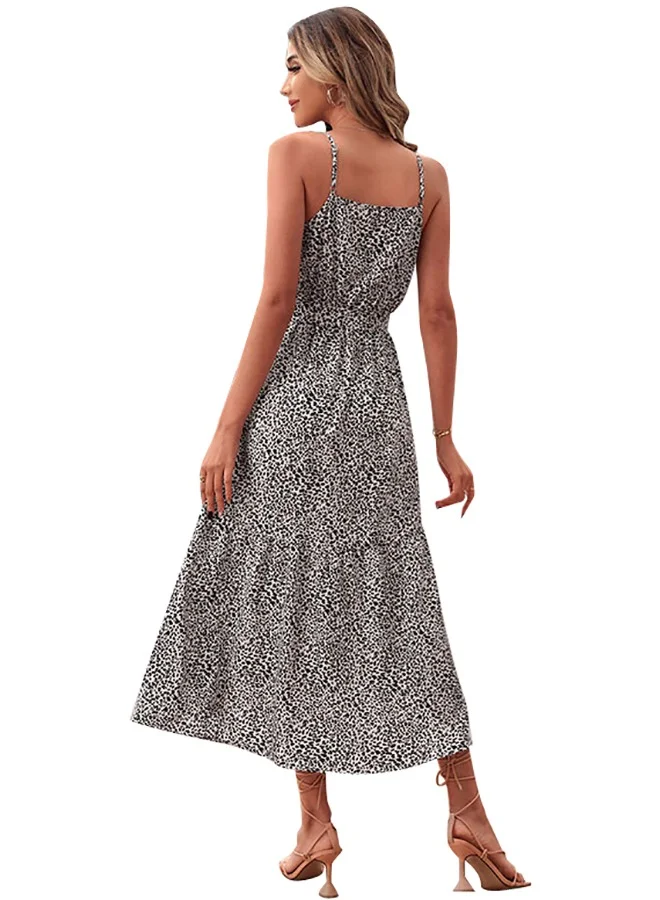 يونيكي Black Printed Midi Dress