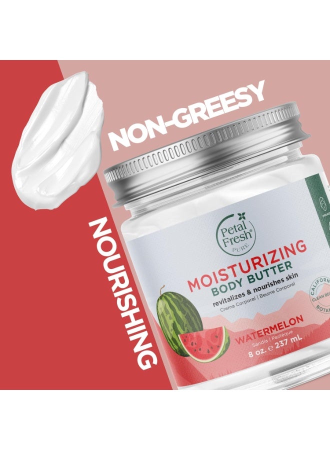 Petal fresh Petal Fresh Pure Moisturizing Watermelon Body Butter, Shea Butter, Coconut Oil, Aloe Vera, For All Skin Types, Vegan and Cruelty Free, Non-Greasy, 8 oz – MADE IN USA - Image 2
