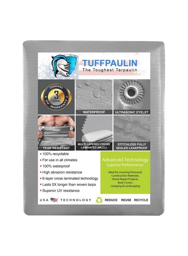 TUFFPAULIN 6FT X 6FT 120 GSM Silver Tarpaulin Tirpal Tadpatri Tharpai Thadika, Extra Strong, Reinforced Eyelets, UV Resistant, 100% Waterproof Virgin, 6 Layer MLCL 3D Rib Technology-1 No., Plastic - Image 2