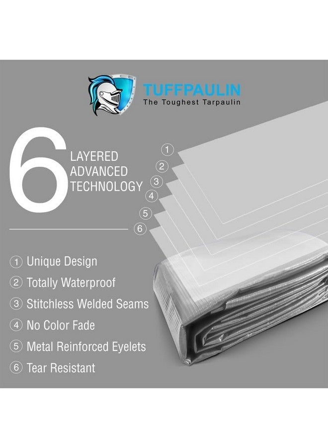 TUFFPAULIN 6FT X 6FT 120 GSM Silver Tarpaulin Tirpal Tadpatri Tharpai Thadika, Extra Strong, Reinforced Eyelets, UV Resistant, 100% Waterproof Virgin, 6 Layer MLCL 3D Rib Technology-1 No., Plastic - Image 4