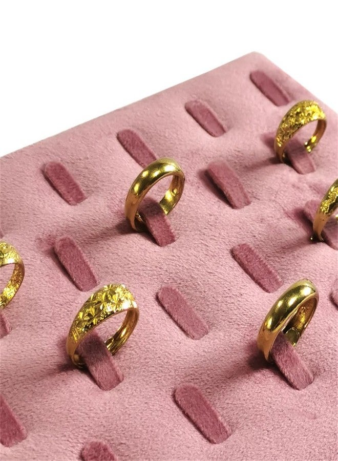 SCIKHEFT Jewelry Rack Display All Pink Velvet Cloth Window Necklace Ring Jewelry Display Props High-End Display Props (Bevel Ring Holder) - Image 5