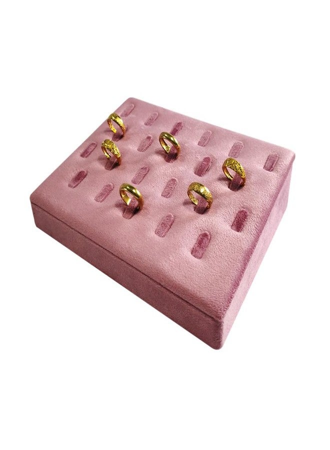 SCIKHEFT Jewelry Rack Display All Pink Velvet Cloth Window Necklace Ring Jewelry Display Props High-End Display Props (Bevel Ring Holder) - Image 4