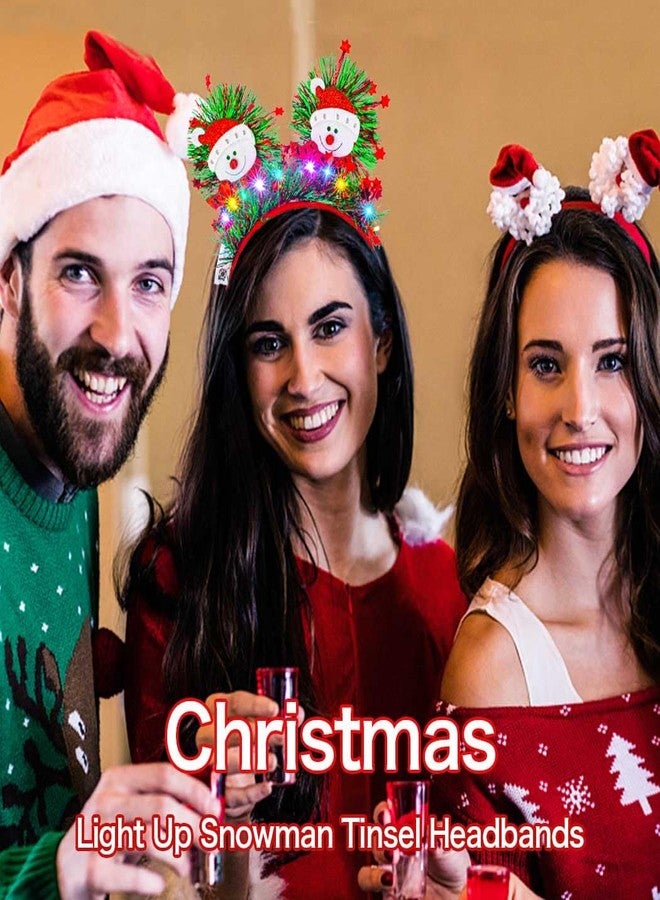 Firuilo Light Up Christmas Headband Glowing Snowman Tinsel Hairbands Led Xmas Headpieces Festival Holiday Hair Accessories for Women - Image 5
