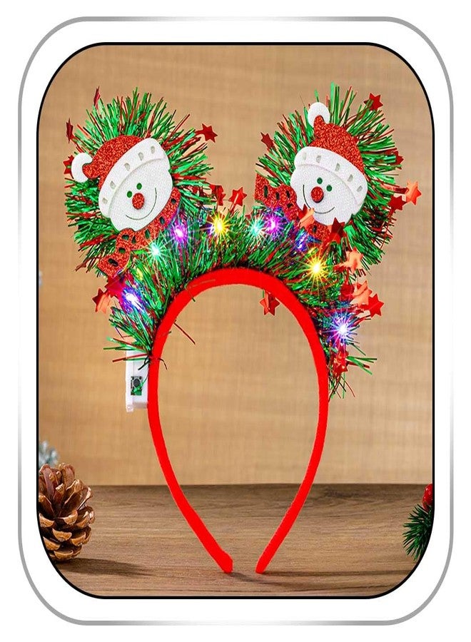 Firuilo Light Up Christmas Headband Glowing Snowman Tinsel Hairbands Led Xmas Headpieces Festival Holiday Hair Accessories for Women - Image 1