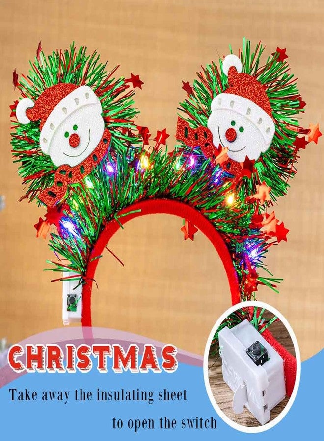 Firuilo Light Up Christmas Headband Glowing Snowman Tinsel Hairbands Led Xmas Headpieces Festival Holiday Hair Accessories for Women - Image 3