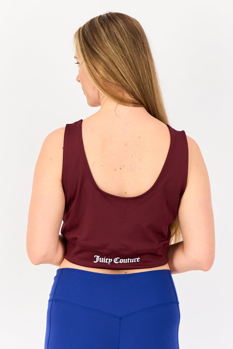 Juicy Couture Women Non Padded Training Sports Bra, Maroon - Image 3
