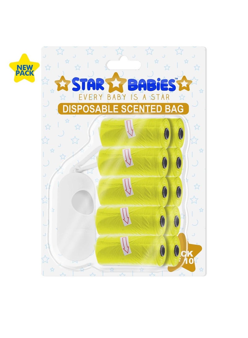 STAR BABiES Scented Bag With Dispenser Blister - Pack of 10 - Yellow - Image 1