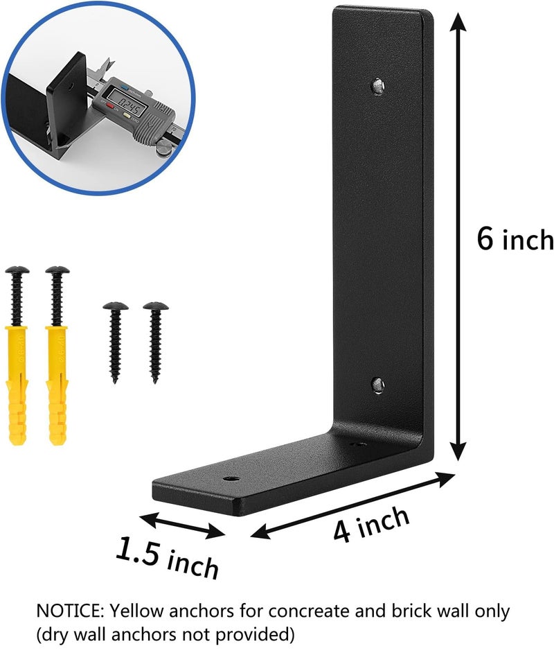 Picesa 6""X 4""Shelf Brackets L Shelf Brackets  Die-Cast Formation  Vertical Angle  Premium Alloy Metal Heavy Duty Shelf Bracket  High Strength Mounting Hardware Included  Corner Brace Joint Pack Of 4 - Image 2