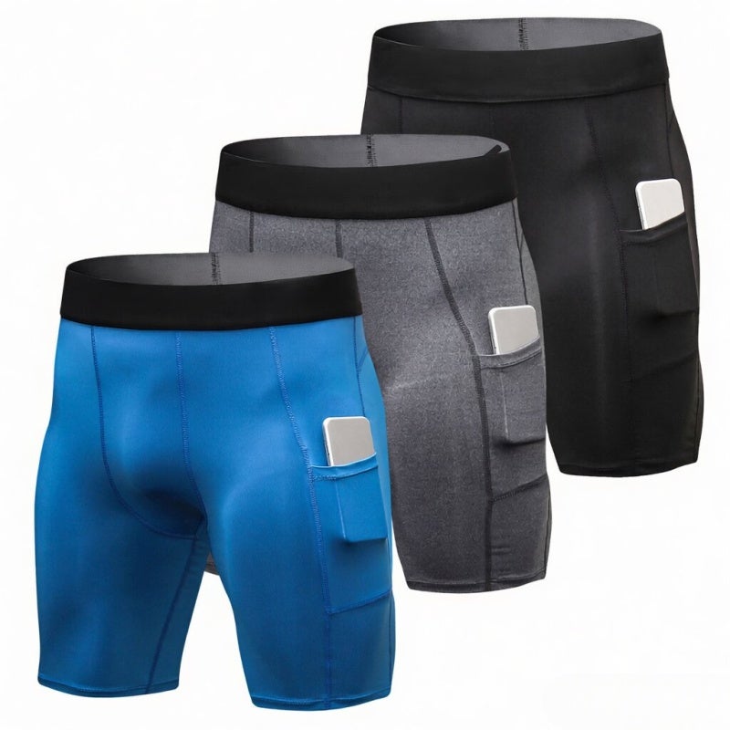 3 Pack Men Sports Shorts Active Workout Underwear with Pocket - Image 1