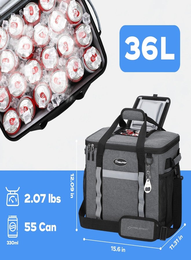 Maelstrom Soft Cooler Bag,Collapsible Soft Sided Cooler,55 Cans Beach Cooler,Ice Chest,Large Leakproof Camping Cooler,Portable Travel Cooler for Grocery Shopping,Gray - Image 5