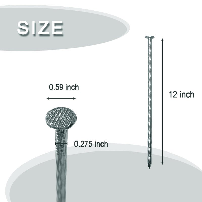COBARYEN Spiral Landscape Stakes Galvanized Metal Anchoring Spikes for Artificial Grass, Turf Nails & Weed Barrier - Heavy Duty Ground Stake for Paver Edging, Tent Camping, Carpentry (10, 12 inch) - Image 3