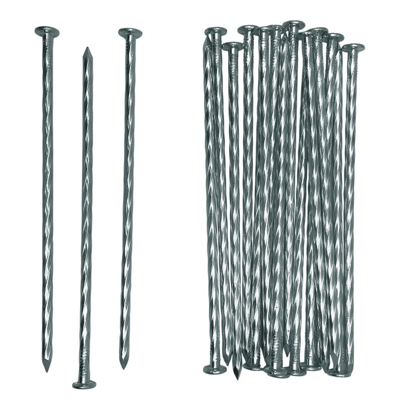 COBARYEN Spiral Landscape Stakes Galvanized Metal Anchoring Spikes for Artificial Grass, Turf Nails & Weed Barrier - Heavy Duty Ground Stake for Paver Edging, Tent Camping, Carpentry (10, 12 inch) - Image 1