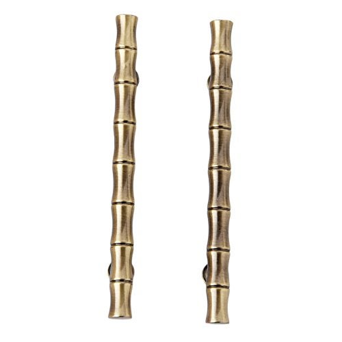 Mgoodoo 5Pcs 5.83inch Bamboo Zinc Alloy Cabinet Handles -Hole Spacing 3.78", Drawer Dresser Cupboard Closet Handle Pulls Retro Solid Furniture Pull Knob Antique Brass Decorative - Image 1