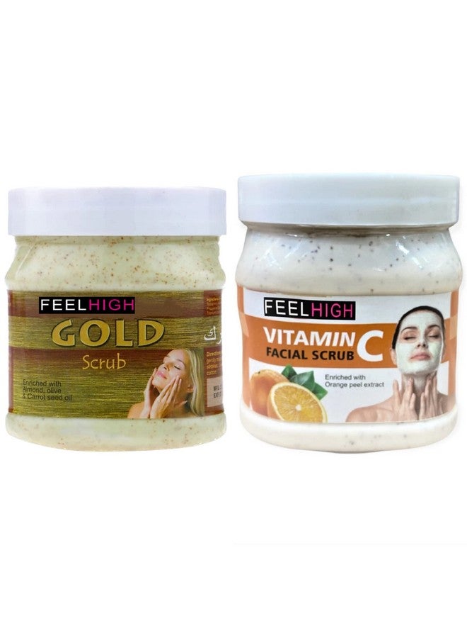 Feelhigh Face and Body Gold Scrub 500gm Skin Smooth, Shiny And Vitamin C Scrub 500gm Skin hydration - Skin care and Facial Products -Man woman - Image 1