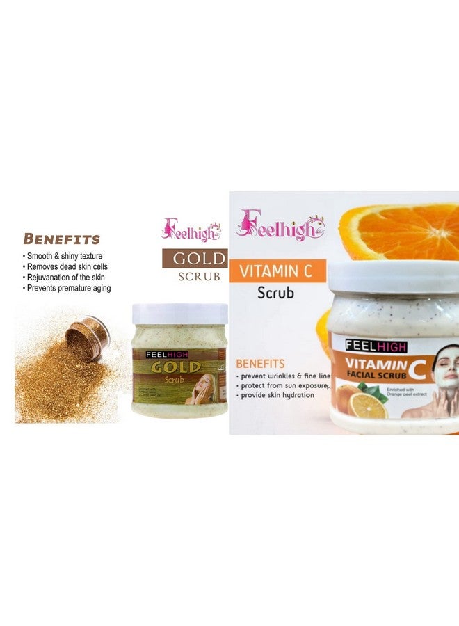 Feelhigh Face and Body Gold Scrub 500gm Skin Smooth, Shiny And Vitamin C Scrub 500gm Skin hydration - Skin care and Facial Products -Man woman - Image 2