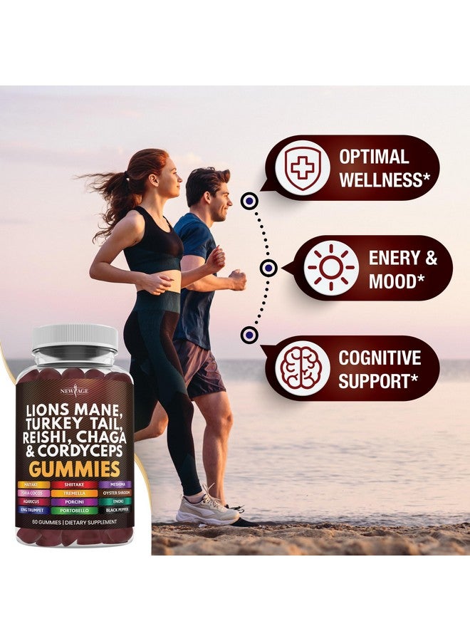 NEW AGE Mushroom Lion's Mane Supplement Gummies - Comprehensive Mushroom Supplement for Cognitive & Immune Support, with Reishi, Cordyceps - 120 Count - Image 2