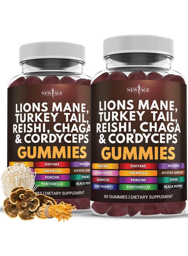 NEW AGE Mushroom Lion's Mane Supplement Gummies - Comprehensive Mushroom Supplement for Cognitive & Immune Support, with Reishi, Cordyceps - 120 Count - Image 1