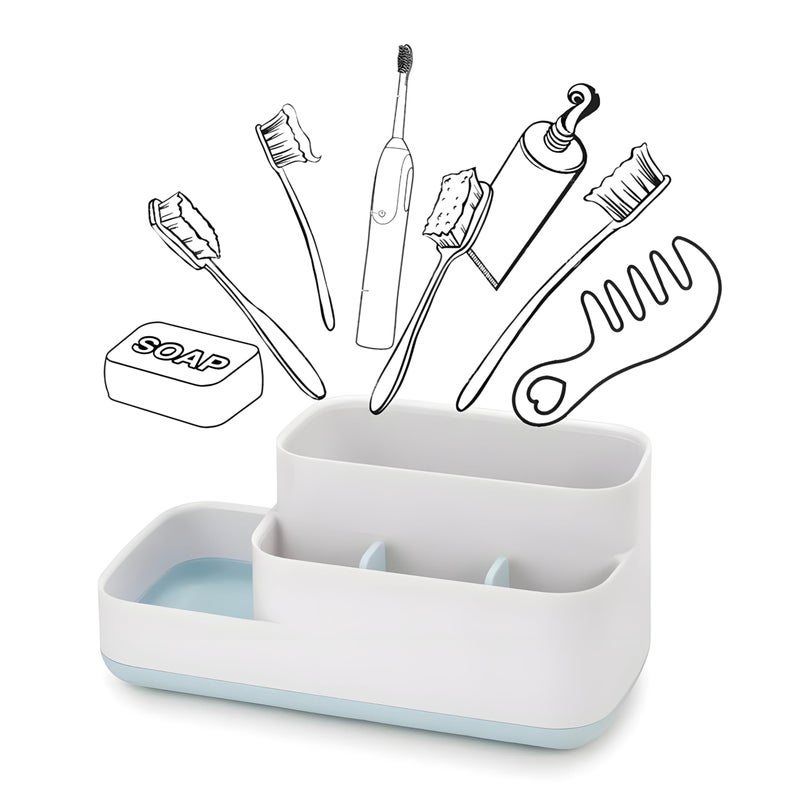 Jinila 5 Compartment Multipurpose Storage Holder for Kitchen and Bathroom Sink Organizer, Toothbrush & Shaving Kit Holder, Plastic (Multicolor, Pack of 1) - Image 5