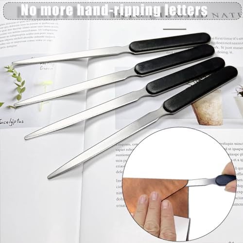 Qoaimu 4Pcs Stainless Steel Letter Opener Knife, Lightweight Mail Slitters, Office & Home Use - Image 2