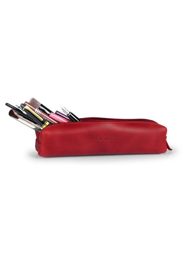 Londo Genuine Leather Zipper Pen, Pencil & Cosmetic Case - Image 5