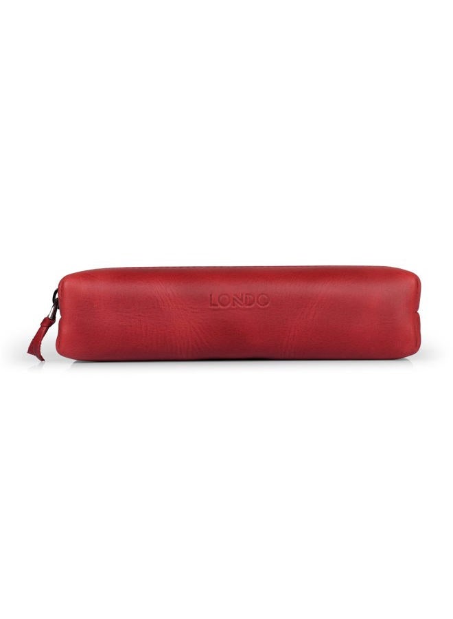 Londo Genuine Leather Zipper Pen, Pencil & Cosmetic Case - Image 2