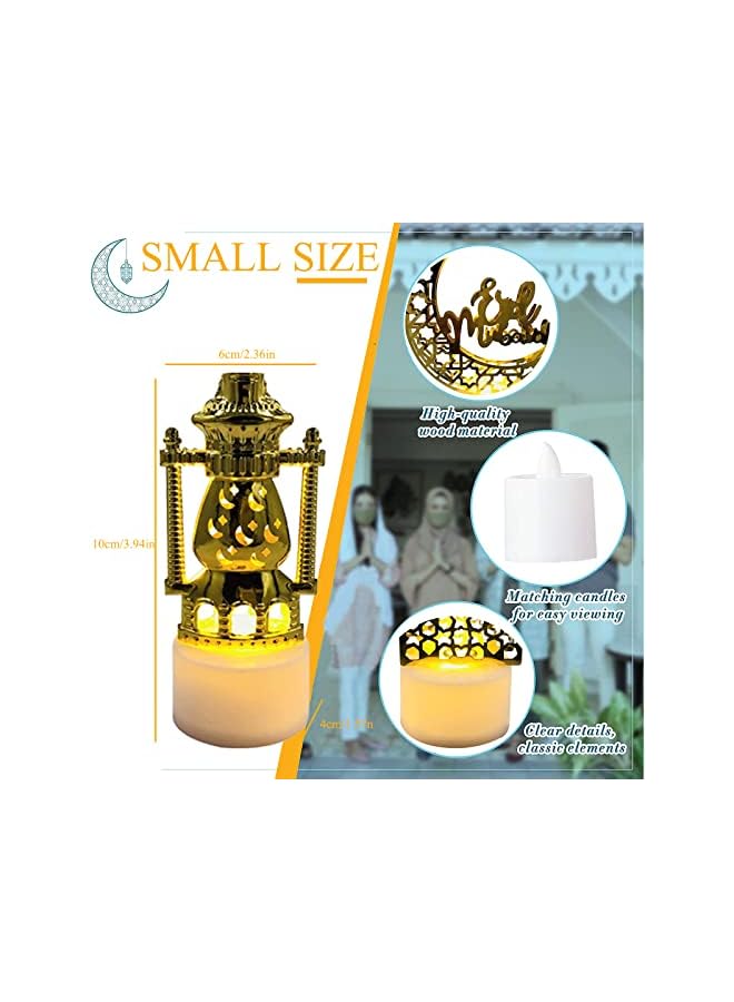 The Bros Eid Ramadan Lantern Lights Ramadan Decorations, Ramadan Mubarak Candle Lanterns, LED 3D Moon Star Mubarak Lamp Lights Decor Eid Ornaments for Islam Festival Wall Table Decor (4pcs) - Image 3