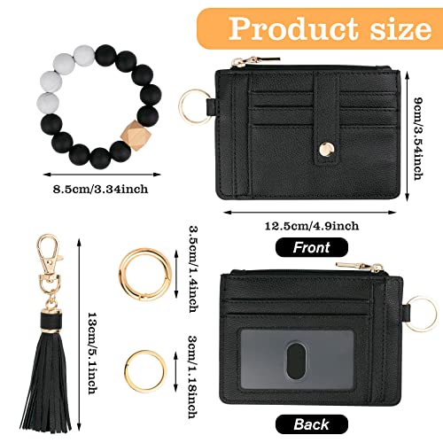 KNGITRYI Wallet Keychain Wristlet for Women,Slim RFID Credit Card Holder Purse Tassel Keychain Bangle Key Ring for Men Women(Black) - Image 2
