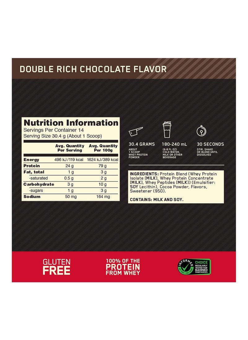 Optimum Nutrition - Gold Standard 100% Whey Protein Powder, for Muscle Support & Recovery, Primary Source Whey Protein Isolate - Double Rich Chocolate, 454 Grams (1 lb) - Image 1