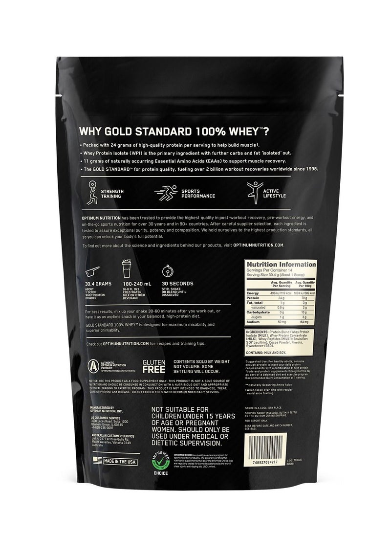 Optimum Nutrition - Gold Standard 100% Whey Protein Powder, for Muscle Support & Recovery, Primary Source Whey Protein Isolate - Double Rich Chocolate, 454 Grams (1 lb) - Image 1