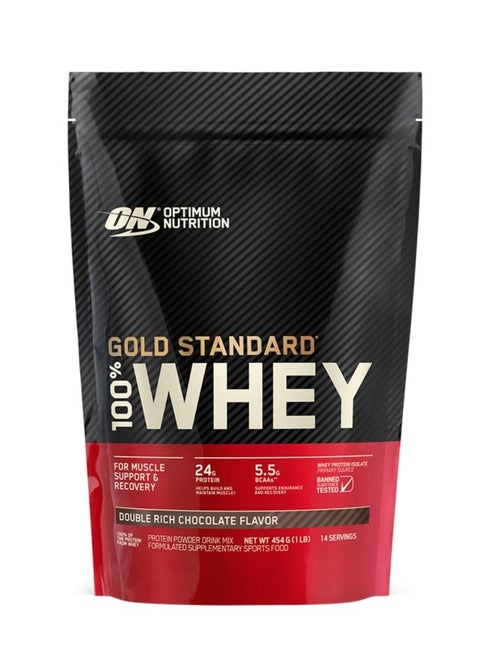 Gold Standard 100% Whey Protein Powder, for Muscle Support & Recovery, Primary Source Whey Protein Isolate - Double Rich Chocolate, 454 Grams (1 lb)