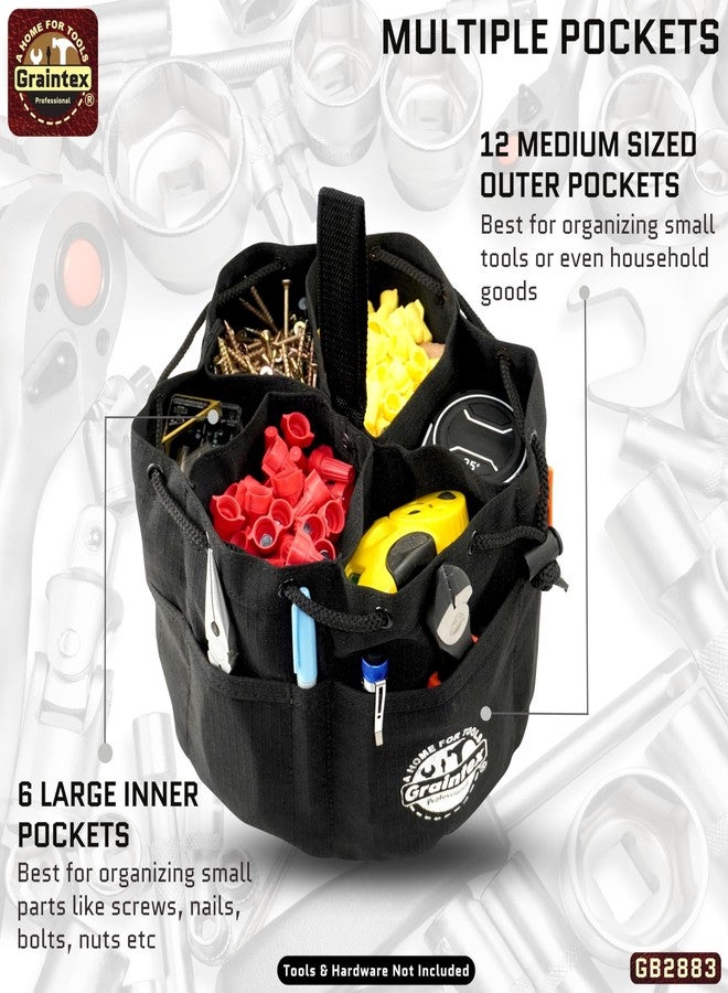 Graintex 18 Pockets Grab Bag Rip-stop Canvas Drawstring Closure, Small Part Organizer Pouch, Small Tools, Screws, Parts, Parachute Tool Bag for Efficient Storage to Essential Items at Job Site or Home - Image 3