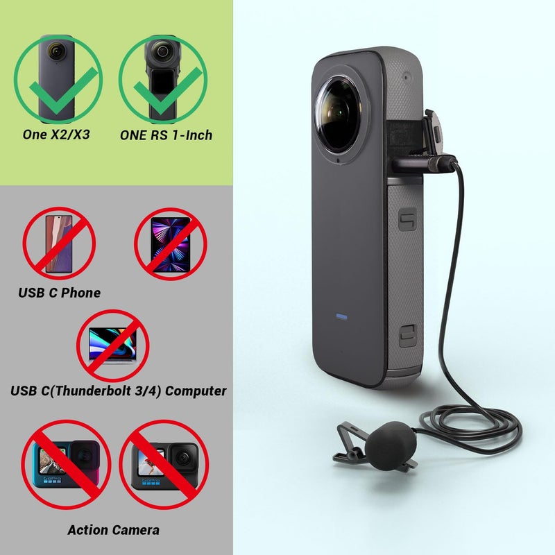 Cubilux MLC-6 Microphone Compatible with Insta360 ONE X2/X3 and ONE RS 1-Inch 360 - Image 2