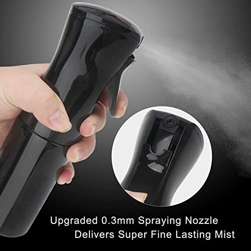 Lxoice Refillable Spray Bottles, Spray Bottle For Face, Saloon Sprayer Bottle, Spray Bottles For Hair (300 Ml) - Plastic, Water, Black - Image 3