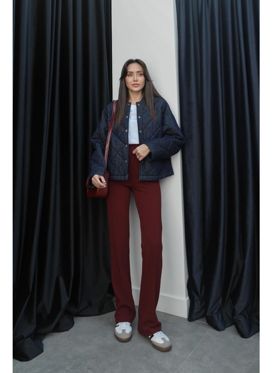 Havoş Burgundy Piping Palazzo Trousers  - Image 1