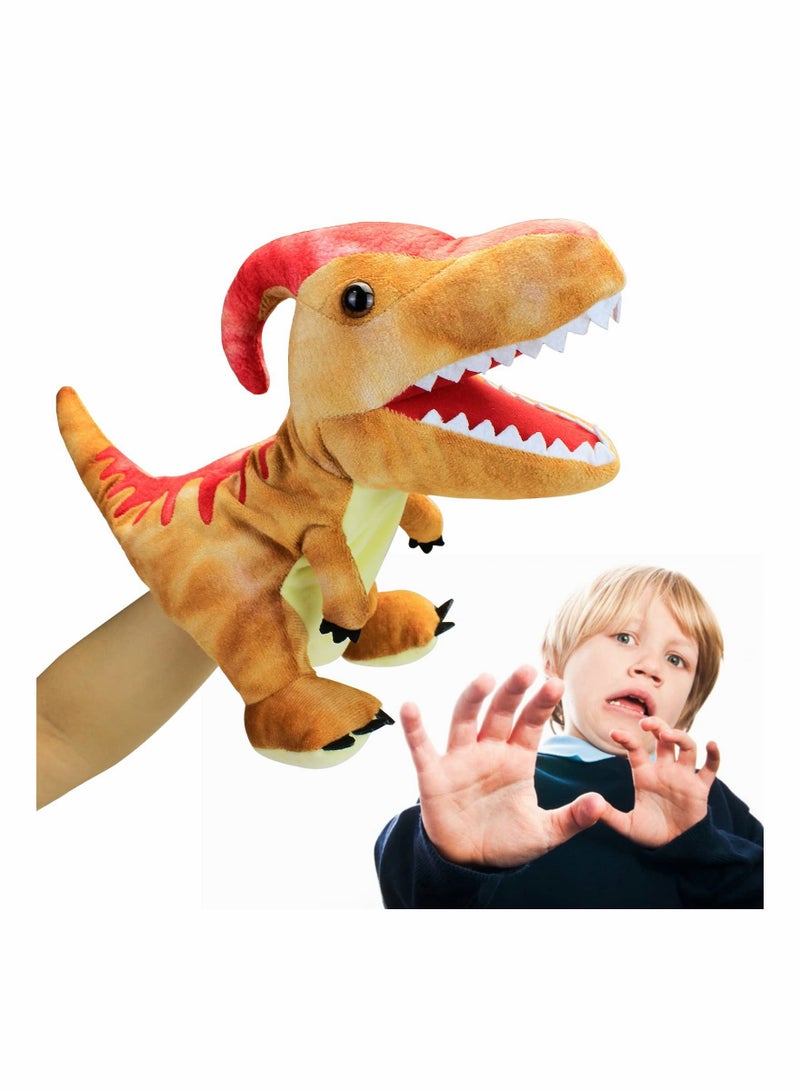 KASTWAVE دمى اليد للديناصورات، باراكتينوسورس من عالم الجوراسي، حيوان محشو لطيف ناعم، لعبة قماشية، فم متحرك مفتوح هدية أصابع، هدايا عيد الميلاد للأطفال، لعبة إبداعية للأدوار - Image 5