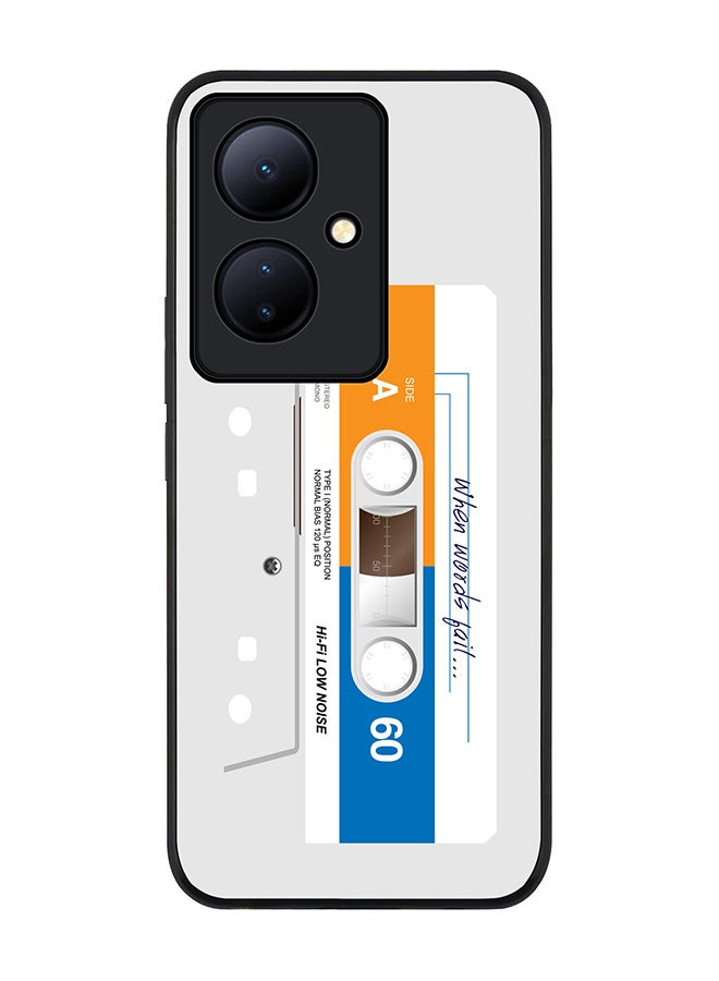 Stylizedd Rugged Black edge case for Vivo V29 Lite, Slim fit Soft Case Flexible Anti Drop TPU Gel Thin Cover- When Words Fail (White Tape) - Image 1