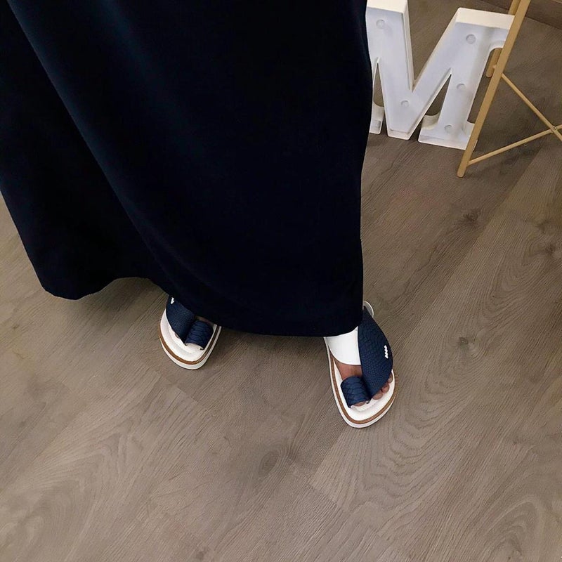 Zubairiya Naal | For Daily Wear, Eid and Occasions | Sandal | White and Navy Leather | Saudi Arabian Eastern - Image 4
