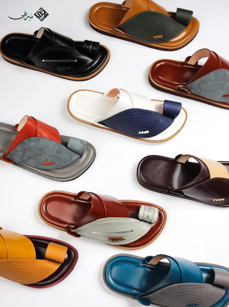 Zubairiya Naal | For Daily Wear, Eid and Occasions | Sandal | White and Navy Leather | Saudi Arabian Eastern - Image 3