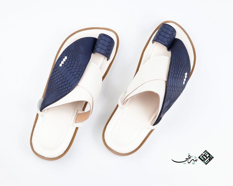 Zubairiya Naal | For Daily Wear, Eid and Occasions | Sandal | White and Navy Leather | Saudi Arabian Eastern - Image 2