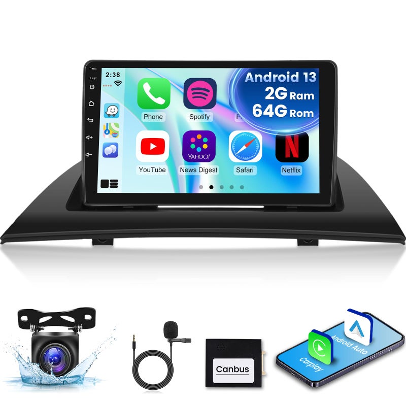 EKAT [2G+64G] Car Radio for BMW X3 E83 2004 2005 2006 2007 2008 2009 2010 2011 2012, Android 13 Touch Screen Car Play Stereo, Carplay/Android Auto/EQ Audio/Bluetooth/SWC - Image 1
