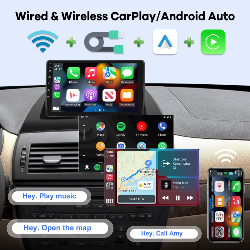 EKAT [2G+64G] Car Radio for BMW X3 E83 2004 2005 2006 2007 2008 2009 2010 2011 2012, Android 13 Touch Screen Car Play Stereo, Carplay/Android Auto/EQ Audio/Bluetooth/SWC - Image 4
