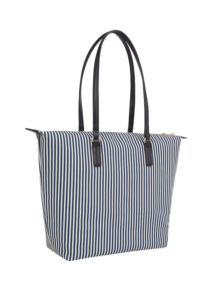 تومي هيلفيغر Logo Stripe Detail Zip Over Tote