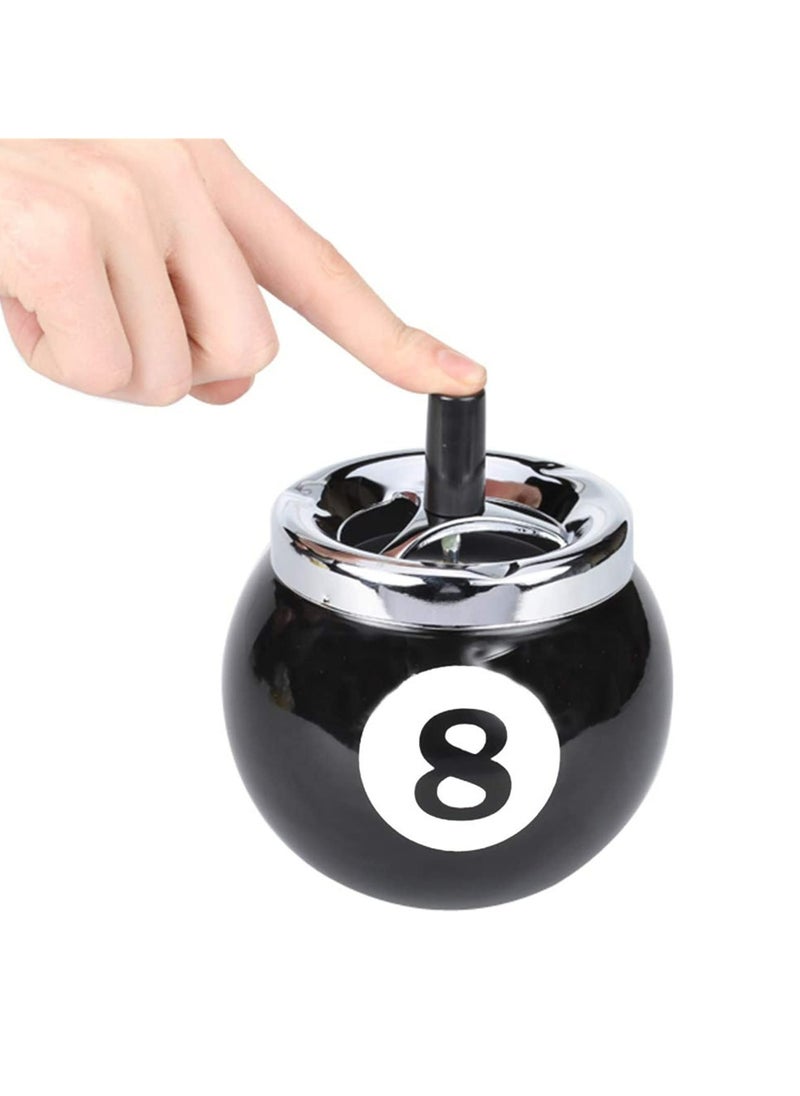 CMGTYYD Metal Car Ashtray, Creative Billiards Ashtray with Push-On Rotary Cover, Metal Smoking Ashtray, Stainless Steel Billiards Ball Ashtray for Car, Indoor and Outdoor Use  - Image 1