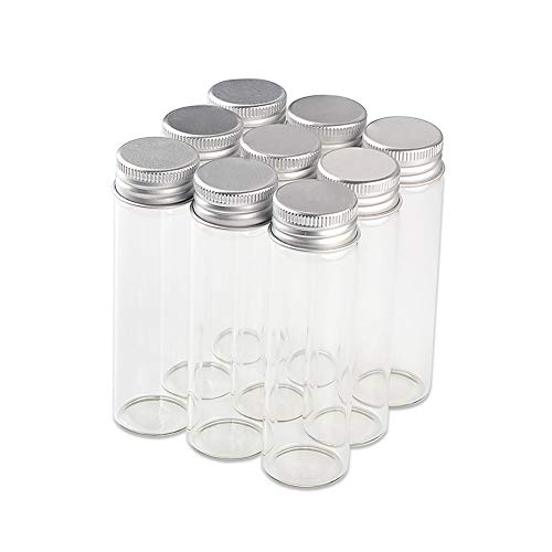Jarvials 50ml Empty Seal Jars Glass Bottle with Aluminium Silver Color Screw Cap Sealed liquid Food Gift Container 12units (12, 50ML-LU-cap) - Image 2