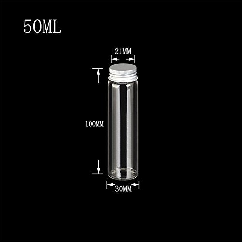 Jarvials 50ml Empty Seal Jars Glass Bottle with Aluminium Silver Color Screw Cap Sealed liquid Food Gift Container 12units (12, 50ML-LU-cap) - Image 3