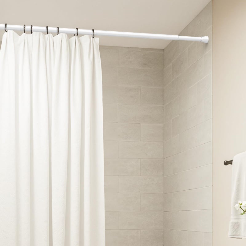 AIZESI Spring Tension Rods Adjustable Tension Curtain Rod Small Tension Rod No Drilling Expandable Spring Loaded Curtain Tension Rod?White,45" to 77"-1Pcs) - Image 5